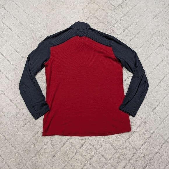 Icebreaker Jacket Men's L Red Navy Block Tech Pullover ½ Zip Merino 260 Body fit - Picture 9 of 10